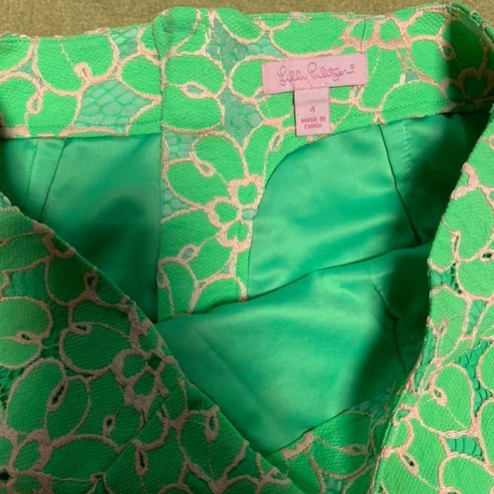 GUC Lilly Pulitzer Size 4 Green Lace Skirt - Picture 2 of 2